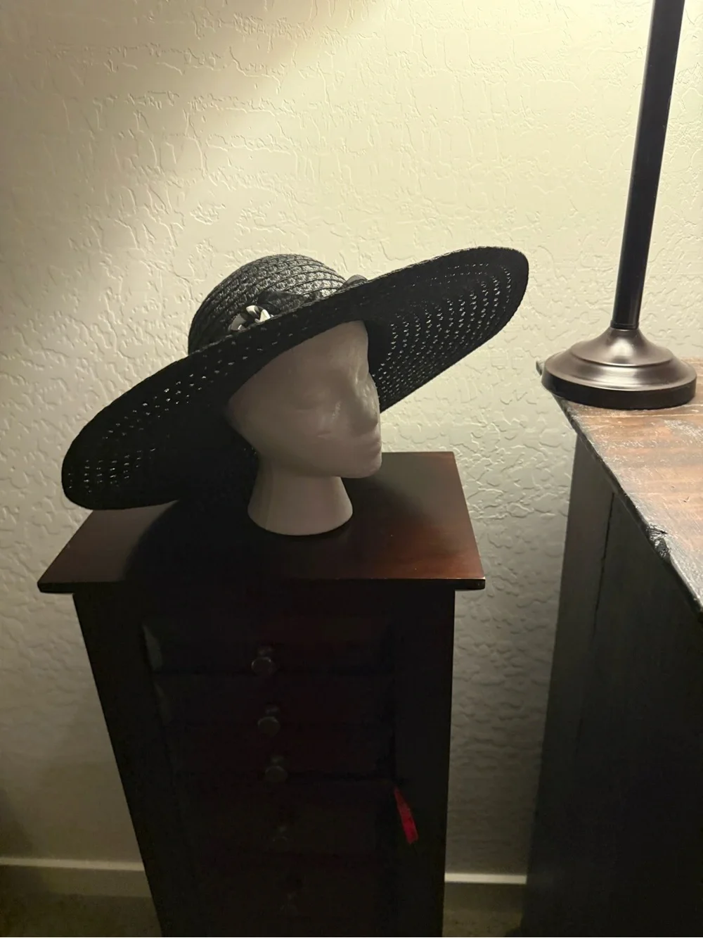 Wide Brim Straw Sun Hat - Black